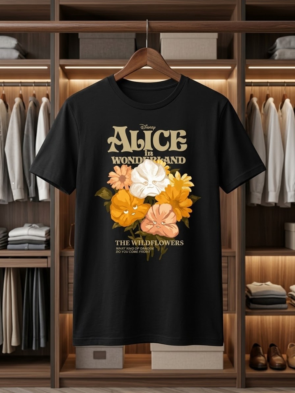 Disney Black Alice in Wonderland Wildflowers Graphic Tee